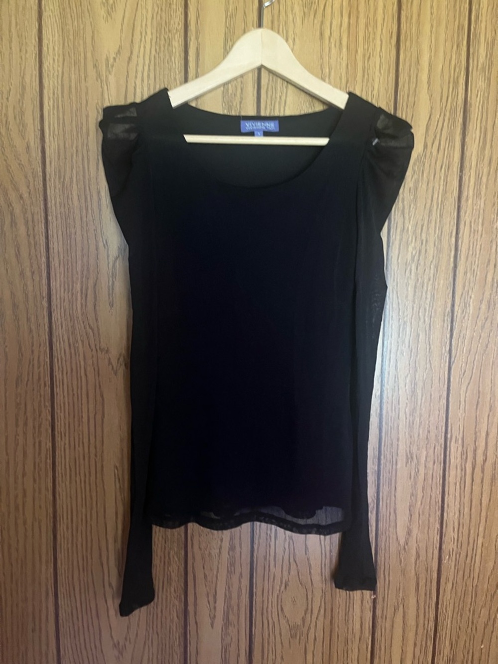 Vivienne Tam Black Cap-Sleeve Chiffon Blouse